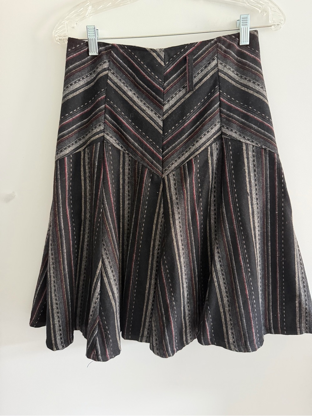 Striped Black A-Line Skirt with Subtle Pink Accents